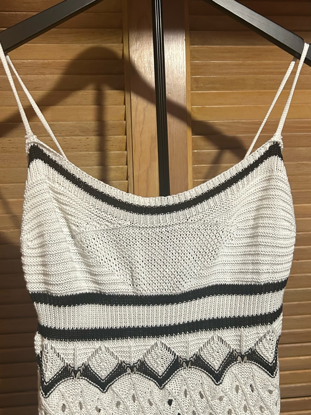 SHEIN Maxi Crochet Dress White with Black Stripes Size L - Picture 8 of 12